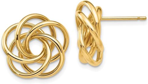 Solid 14k Yellow Gold Polished Love Knot Post Earrings (15mm x 15mm) in Kuwait