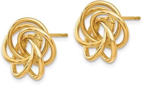 Solid 14k Yellow Gold Polished Love Knot Post Earrings (15mm x 15mm) in Kuwait