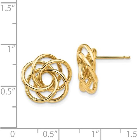 Solid 14k Yellow Gold Polished Love Knot Post Earrings (15mm x 15mm) in Kuwait