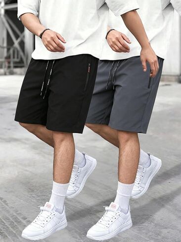 2 Pieces Summer Men's Breathable Quick-Dry Shorts Large Size,Comfortable for Home, Outdoor, Beach, Casual Street Fashion in Kuwait