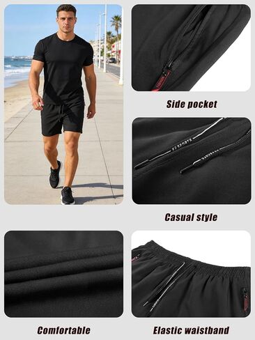 2 Pieces Summer Men's Breathable Quick-Dry Shorts Large Size,Comfortable for Home, Outdoor, Beach, Casual Street Fashion in Kuwait