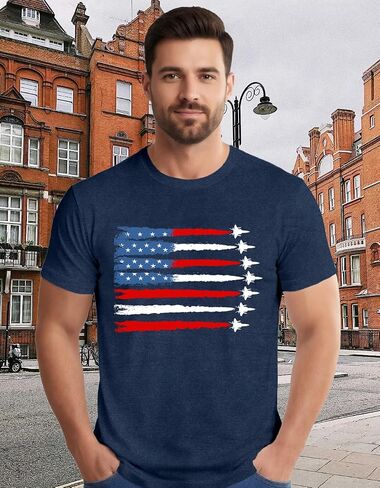 Mens American Flag Shirt USA Air Force Tshirts Patriotic 4th of July T-Shirt Memorial Day Tee Tops in Saudi Arabia