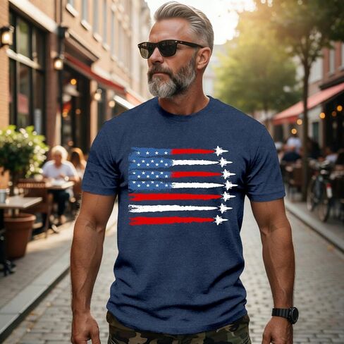 Mens American Flag Shirt USA Air Force Tshirts Patriotic 4th of July T-Shirt Memorial Day Tee Tops in Saudi Arabia