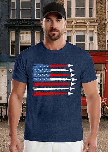 Mens American Flag Shirt USA Air Force Tshirts Patriotic 4th of July T-Shirt Memorial Day Tee Tops in Saudi Arabia