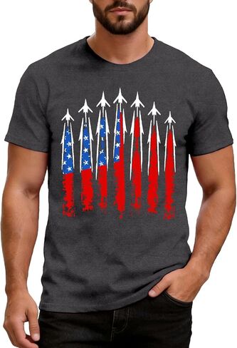 Mens American Flag Shirt USA Air Force Tshirts Patriotic 4th of July T-Shirt Memorial Day Tee Tops in Saudi Arabia