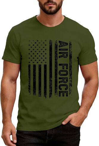 Mens American Flag Shirt USA Air Force Tshirts Patriotic 4th of July T-Shirt Memorial Day Tee Tops in Saudi Arabia
