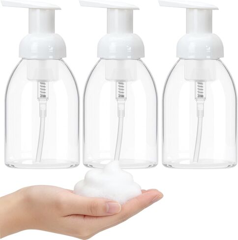 3 Pack 8oz Foaming Soap Dispenser BPA Free Clear Plastic Refillable Pump Bottle for Liquid Shampoo and Hand Soap in Saudi Arabia