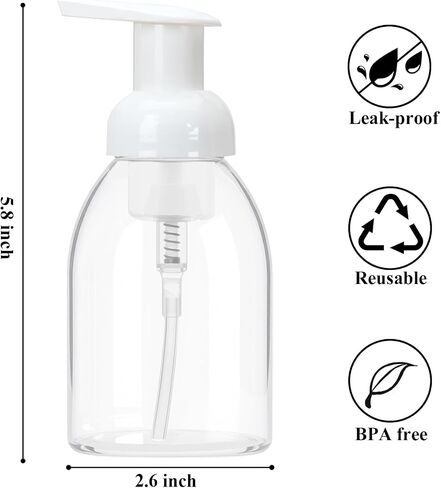 3 Pack 8oz Foaming Soap Dispenser BPA Free Clear Plastic Refillable Pump Bottle for Liquid Shampoo and Hand Soap in Saudi Arabia