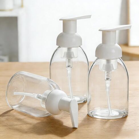 3 Pack 8oz Foaming Soap Dispenser BPA Free Clear Plastic Refillable Pump Bottle for Liquid Shampoo and Hand Soap in Saudi Arabia