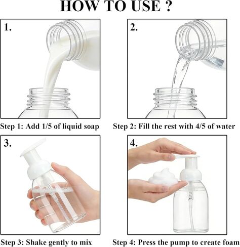 3 Pack 8oz Foaming Soap Dispenser BPA Free Clear Plastic Refillable Pump Bottle for Liquid Shampoo and Hand Soap in Saudi Arabia