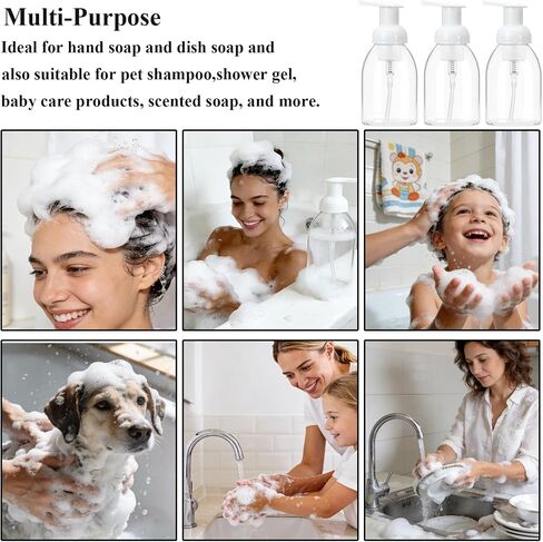 3 Pack 8oz Foaming Soap Dispenser BPA Free Clear Plastic Refillable Pump Bottle for Liquid Shampoo and Hand Soap in Saudi Arabia