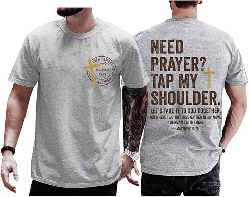 Christian Shirts for Men Women Need Prayer Tap My Shoulder Shirt Christian Religious Faith Bible Verse Cross Shirt in Saudi Arabia