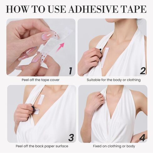 Double Sided Tape for Clothes & Body(100 Strips) Breathable Fashion Tape for Women,Suitable for the Body, Clothing, Strong Invisible Fabric Tape, Gentle, Non irritating | All Day Hold in Saudi Arabia