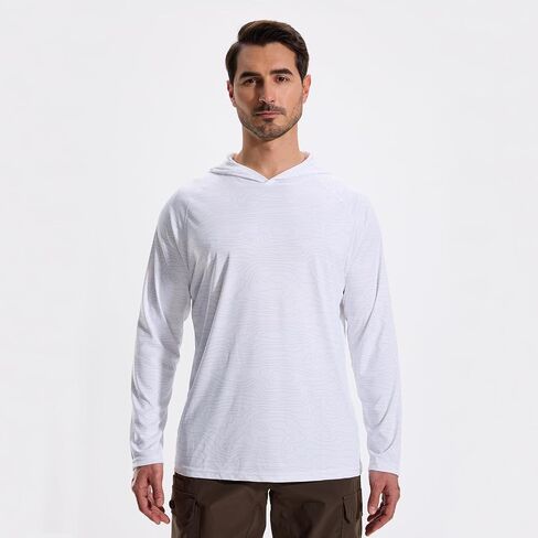 LOOGU Men's UPF 50+ Sun Protection Hoodie Shirt Long Sleeve Lightweight, Rash Guard SPF T-Shirts for Fishing Hiking in Saudi Arabia
