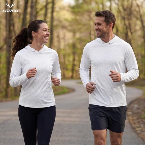 LOOGU Men's UPF 50+ Sun Protection Hoodie Shirt Long Sleeve Lightweight, Rash Guard SPF T-Shirts for Fishing Hiking in Saudi Arabia