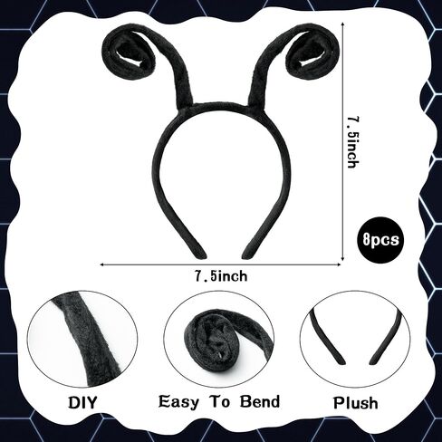 Yopyame 16PCS Fly Costume Bug Accessories Set Black Velvet Bug Antenna Headband with Glasses Insects Hairband Glasses Firefly Dragonfly Costume Accessories Bug Headband for Cosplay Party Supplies in Saudi Arabia