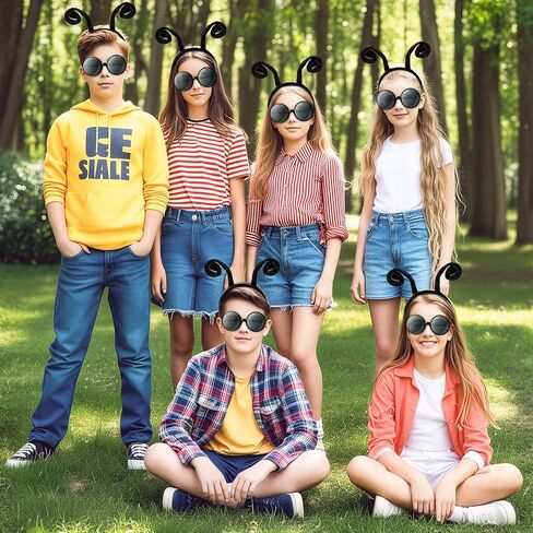 Yopyame 16PCS Fly Costume Bug Accessories Set Black Velvet Bug Antenna Headband with Glasses Insects Hairband Glasses Firefly Dragonfly Costume Accessories Bug Headband for Cosplay Party Supplies in Saudi Arabia