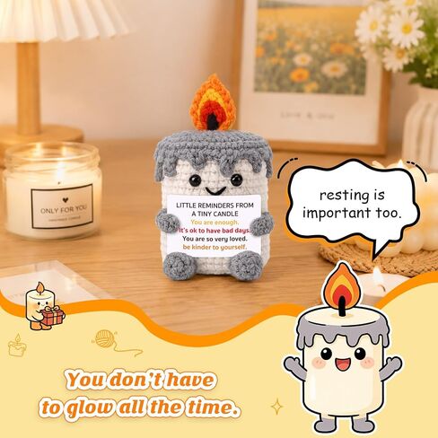 Funny Cheer up Support Positive Candle Gifts for Women Men - Stress Relief Encouragement Inspirational Birthday Gifts for Best Friend Boss Coworker Sister Mom - Cute Handmade Crochet Candle in Saudi Arabia