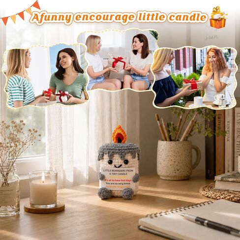 Funny Cheer up Support Positive Candle Gifts for Women Men - Stress Relief Encouragement Inspirational Birthday Gifts for Best Friend Boss Coworker Sister Mom - Cute Handmade Crochet Candle in Saudi Arabia