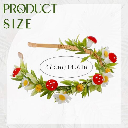 Mushroom Crown Flower Headband, Red Fairy Woodland Mushroom Headband, Fantasy Forest Elf Floral Headpiece for Women Renaissance Renfaire Costume Cosplay Party Hair Accessories in Saudi Arabia