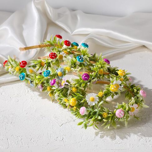 Mushroom Crown Flower Headband, Red Fairy Woodland Mushroom Headband, Fantasy Forest Elf Floral Headpiece for Women Renaissance Renfaire Costume Cosplay Party Hair Accessories in Saudi Arabia