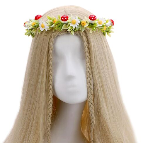 Mushroom Crown Flower Headband, Red Fairy Woodland Mushroom Headband, Fantasy Forest Elf Floral Headpiece for Women Renaissance Renfaire Costume Cosplay Party Hair Accessories in Saudi Arabia