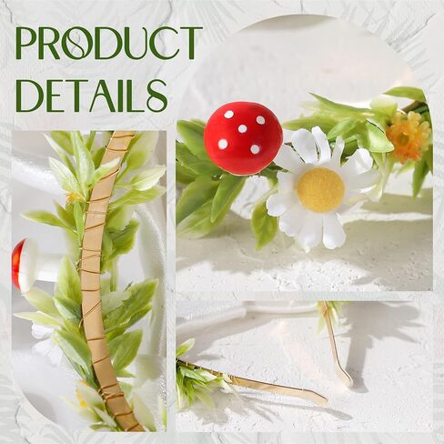 Mushroom Crown Flower Headband, Red Fairy Woodland Mushroom Headband, Fantasy Forest Elf Floral Headpiece for Women Renaissance Renfaire Costume Cosplay Party Hair Accessories in Saudi Arabia