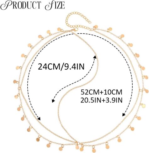 Brishow Gold Head Chain Egyptian Headpiece for Women Forehead Accessory | 20.5 in+3.9 in Adjustable genie head jewelry photos alloy small sequin headchain boho festival prom party concert in Saudi Arabia