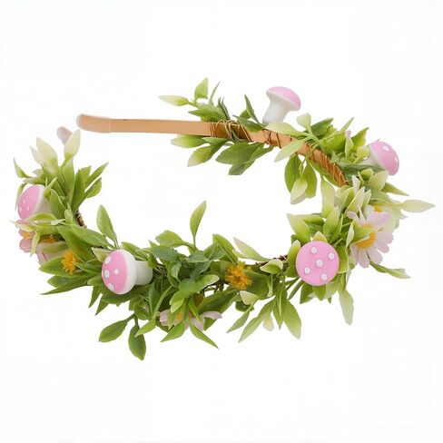 Mushroom Crown Flower Headband, Red Fairy Woodland Mushroom Headband, Fantasy Forest Elf Floral Headpiece for Women Renaissance Renfaire Costume Cosplay Party Hair Accessories in Saudi Arabia
