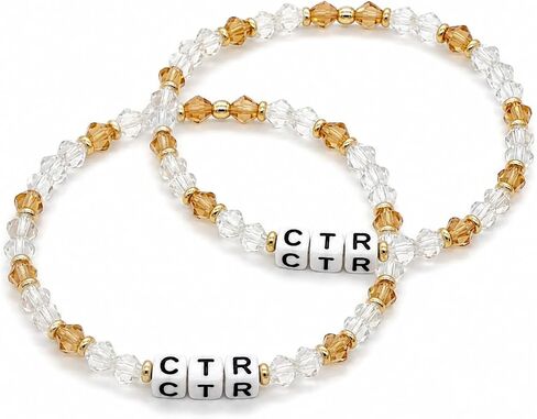 Beaded Bracelet Set of 2 with CTR Letter Beads, Choose The Right Inspirational Jewelry, Minimal Faith Reminder, Meaningful Gift for Missionary, Baptism, Mother’s Day in Saudi Arabia
