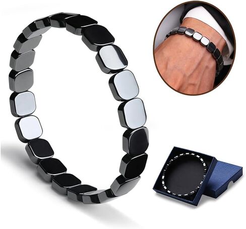 Hematite Bracelet for Men : Adjustable Elastic Stretch Beaded Bracelets Minimalist Black Naturally Healing Stone Bracelet Inspirational Jewelry Gifts Restore Confidence in Saudi Arabia