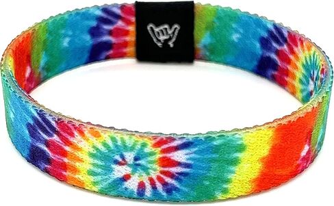 Hang Loose Bands - Coastal Surfer Beach Bracelet for Men, Women & Teens - Comfy Summer - Boho Reversible Wristband- Psychedelic Tie Dye| Medium: 7.5" length (for large wrists) in Saudi Arabia