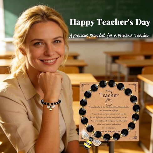 Teacher Gifts for Women, Bee Bracelets for Women, Teacher Appreciation Bracelets, Thank You Teacher Jewelry, End of Year Teacher Gifts, Teacher Appreciation Day Gift in Saudi Arabia