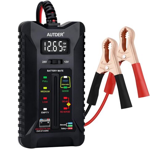 AUTDER Car Battery Tester and Alternator Tester 12V/24V with LCD Display and LED Indication Automotive Battery Voltage Meter for Cars Trucks Motorcycles in Kuwait