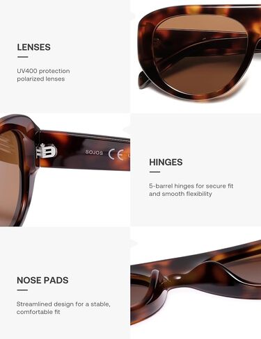 SOJOS Retro Oversized Aviator Polarized Sunglasses for Women Trendy Shades Vintage Style Chic Sun Glasses SJ2706 in Kuwait