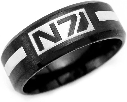 حلقة Mass Effect، بدلة قتالية N7، تنجستين أسود منقوش، حافة مشطوفة IP، شريط رمز شخصي لمحبي ألعاب الفيديو in Kuwait