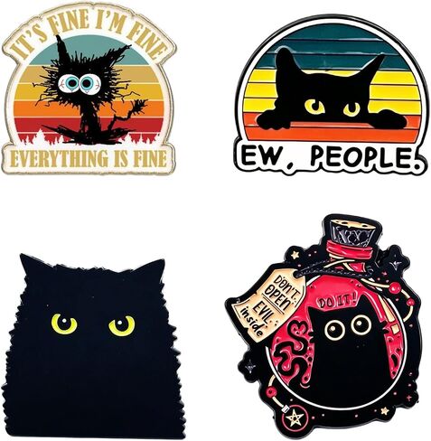Cute Black Cat Enamel Pins Funny Cartoon Lapel Pins Magical Potion Cat Clip Badges for Backpacks Jackets Hat in Saudi Arabia