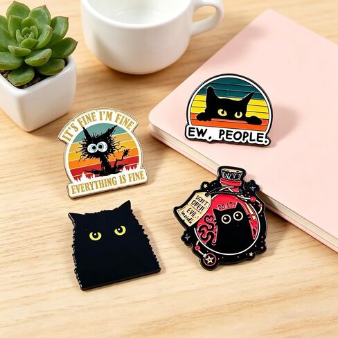 Cute Black Cat Enamel Pins Funny Cartoon Lapel Pins Magical Potion Cat Clip Badges for Backpacks Jackets Hat in Saudi Arabia