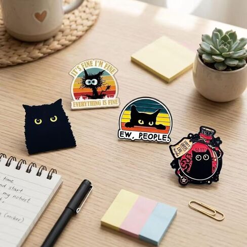 Cute Black Cat Enamel Pins Funny Cartoon Lapel Pins Magical Potion Cat Clip Badges for Backpacks Jackets Hat in Saudi Arabia