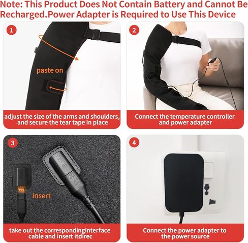 Shoulder Massage Heating Pad, Ultra Long Heated Wrist Wrap, Elbow Heating Pad with 3 Vibration and Heat Settings, Shoulder Heating Pads for Pain Rotator Cuff Frozen Shoulder with AC Adapter in Kuwait