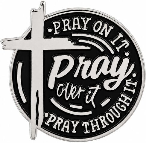 Funny Cross Pin - Enamel Religious Pins Brooch for Backpacks, Jackets, Hats with "Pray On It, Pray Over It, Pray Through It". Inspirational Christian Faith Brooches Gift for Friends and Adults in Saudi Arabia