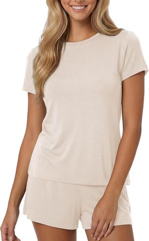 we fleece Lounge Sets for Women 2 Piece Pajama Sets ComfySoft Sleepwear-Short Sleeve Top and Shorts Summer Casual Gifts in Kuwait