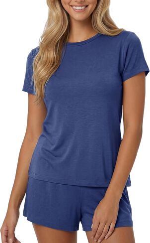 we fleece Lounge Sets for Women 2 Piece Pajama Sets ComfySoft Sleepwear-Short Sleeve Top and Shorts Summer Casual Gifts in Saudi Arabia