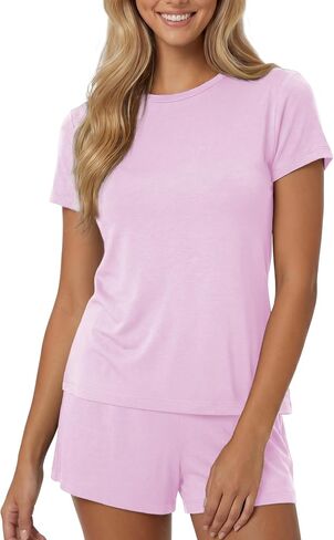 we fleece Lounge Sets for Women 2 Piece Pajama Sets ComfySoft Sleepwear-Short Sleeve Top and Shorts Summer Casual Gifts in Saudi Arabia