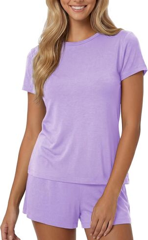 we fleece Lounge Sets for Women 2 Piece Pajama Sets ComfySoft Sleepwear-Short Sleeve Top and Shorts Summer Casual Gifts in Saudi Arabia