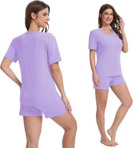 we fleece Lounge Sets for Women 2 Piece Pajama Sets ComfySoft Sleepwear-Short Sleeve Top and Shorts Summer Casual Gifts in Saudi Arabia