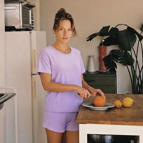 we fleece Lounge Sets for Women 2 Piece Pajama Sets ComfySoft Sleepwear-Short Sleeve Top and Shorts Summer Casual Gifts in Saudi Arabia