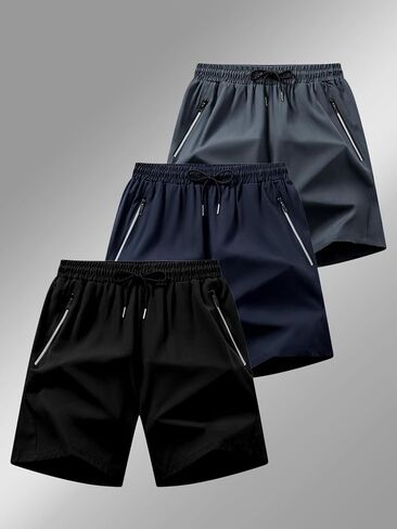 Men's Stretch Quick-Dry Shorts with Drawstring & Pockets - Comfortable Athletic Wear in Kuwait