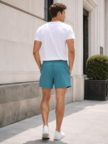 3Pack Men's Workout Shorts Set with Pockets, 5 Inch Lightweight Drawstring Waist Athletic Shorts in Kuwait