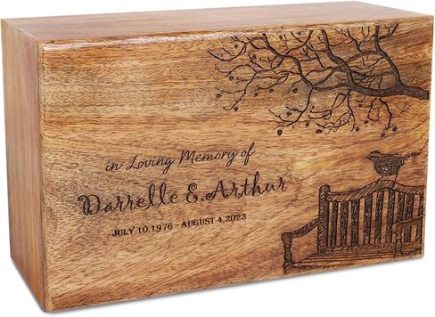 Personalized Handmade Wooden Box Funeral Cremation Urns for Human Ashes Adult Large, Burial Urns for Columbarium, Celtic Tree of Life Engraved Memorial Keepsake Box, Rosewood Brown in Saudi Arabia